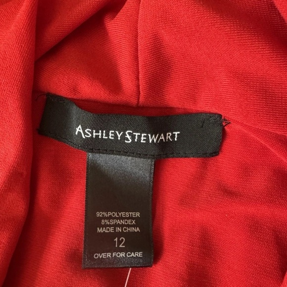 Ashley Stewart Red Draped Cowl Neck Top Blouse Women's Size 12 Long Sleeve - Picture 4 of 6